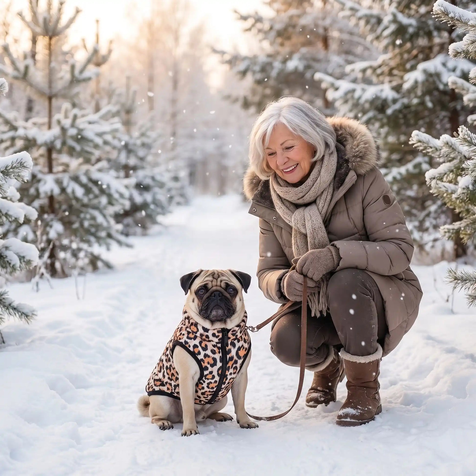 Avec son manteau chien il se balade avec sa maitresse