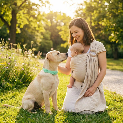 Collier chien sur notre ami avec sa famille dans jardin