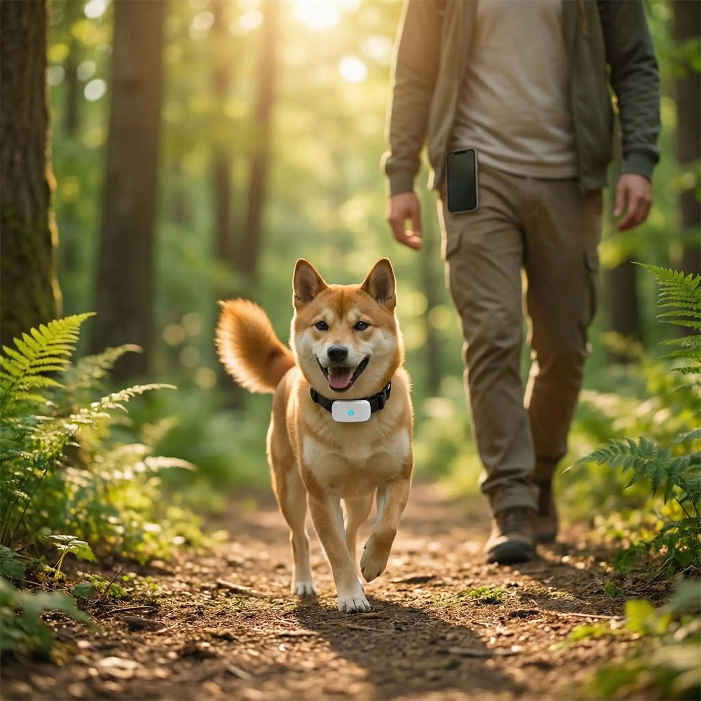Collier gps chien sur notre ami en balade avec son maitre