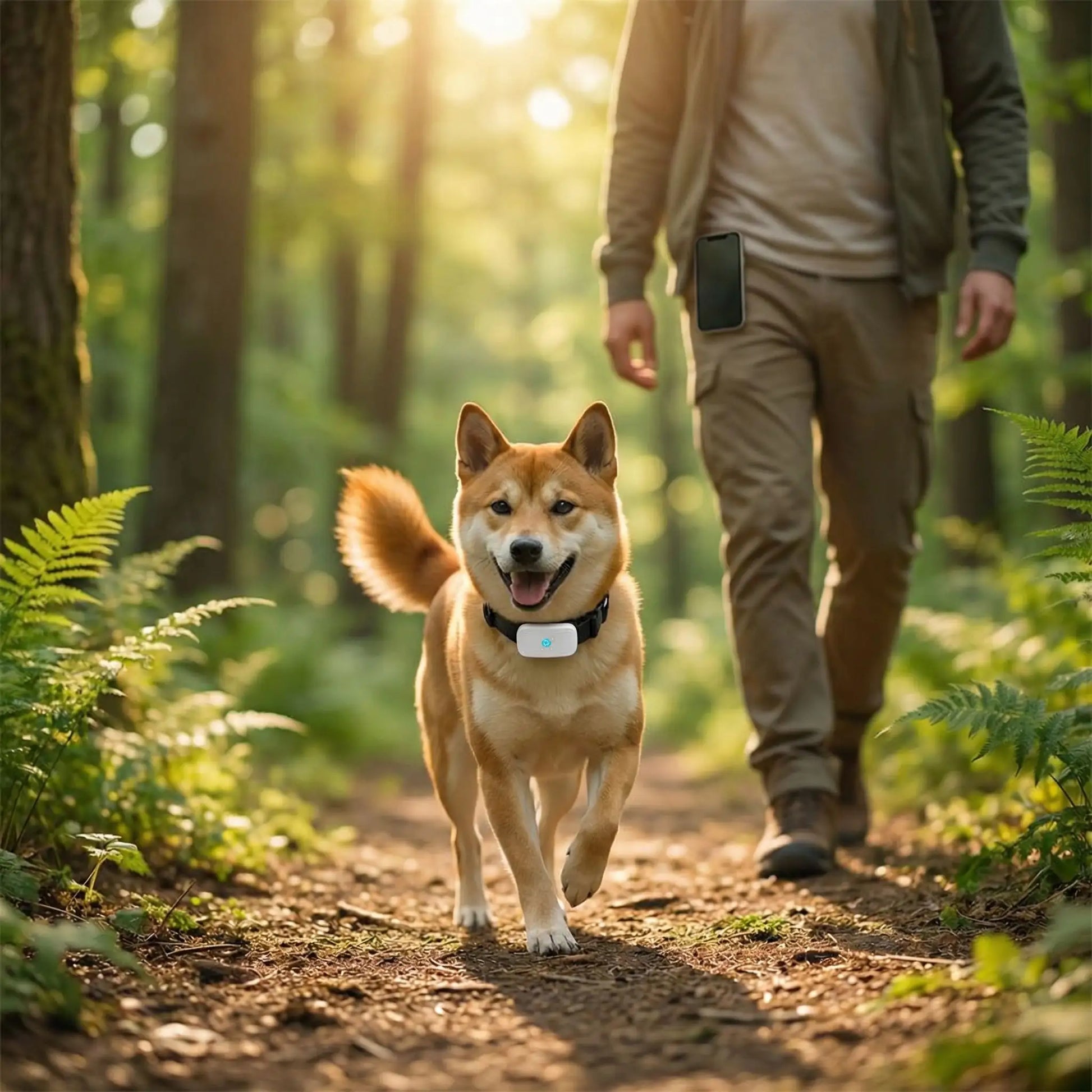 Collier gps chien sur notre ami en balade avec son maitre