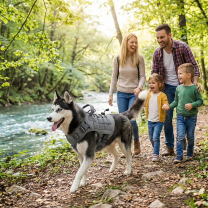 Harnais anti traction pour chien avec notre toutou toutes familles promenade
