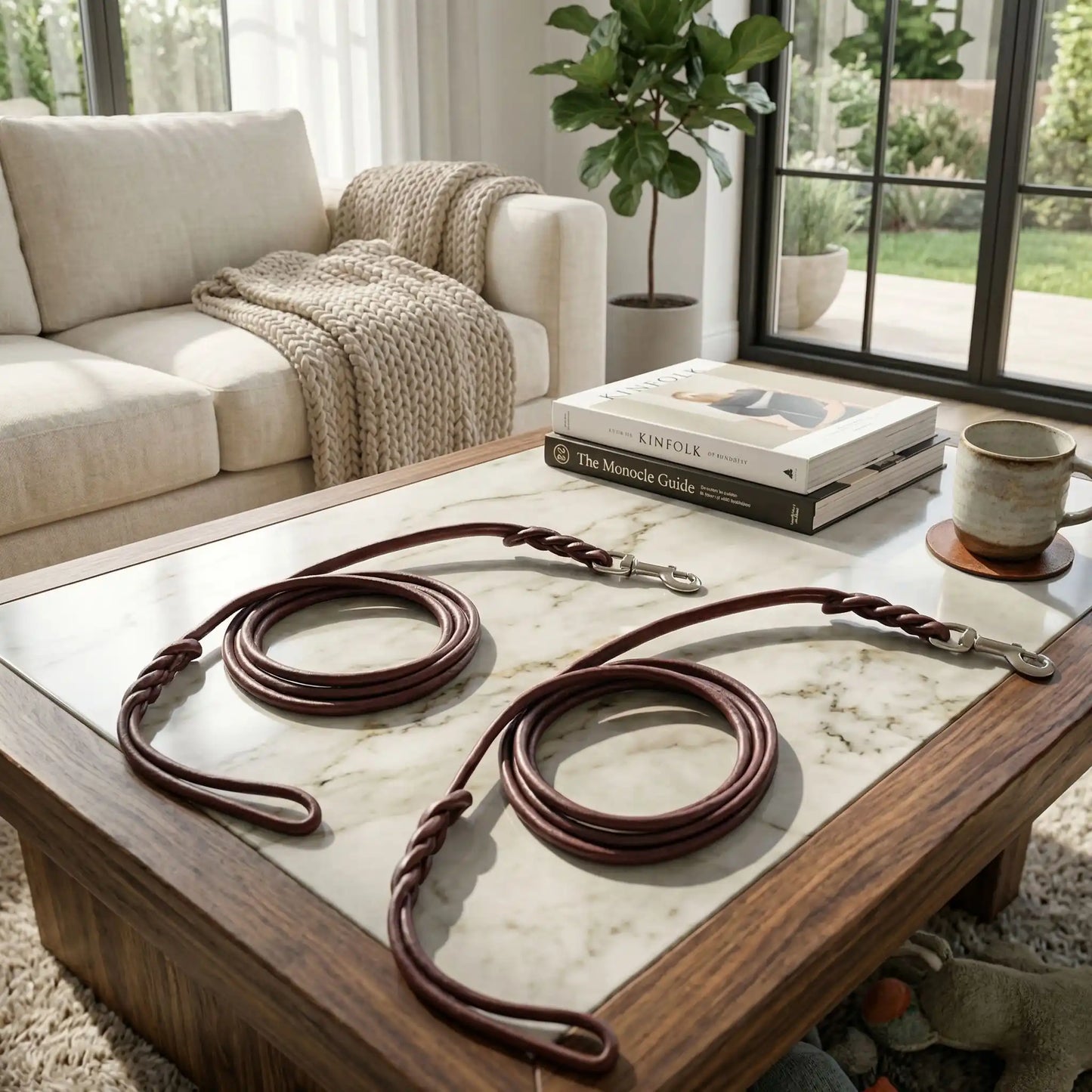 Longe chien deux differents dans salon