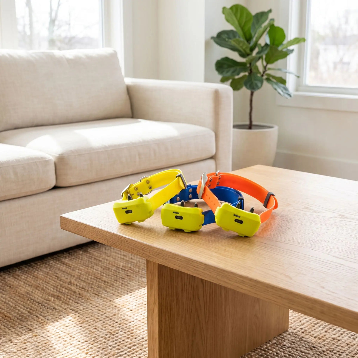 Trois colories de collier GPS chien chasse table salon