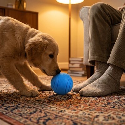 Balle pour chien avec notre toutou qui joue