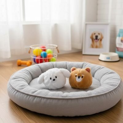 balle pour chien deux couleur marron et blanc
