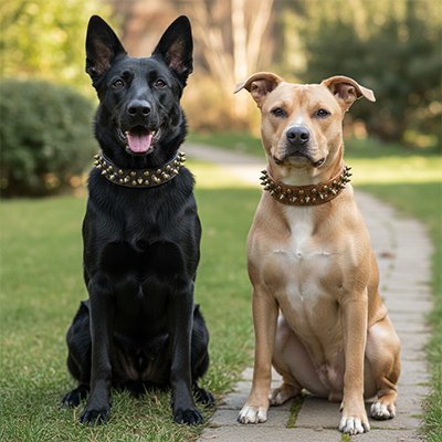 Collier Chien en cuir avec nos deux compagnons