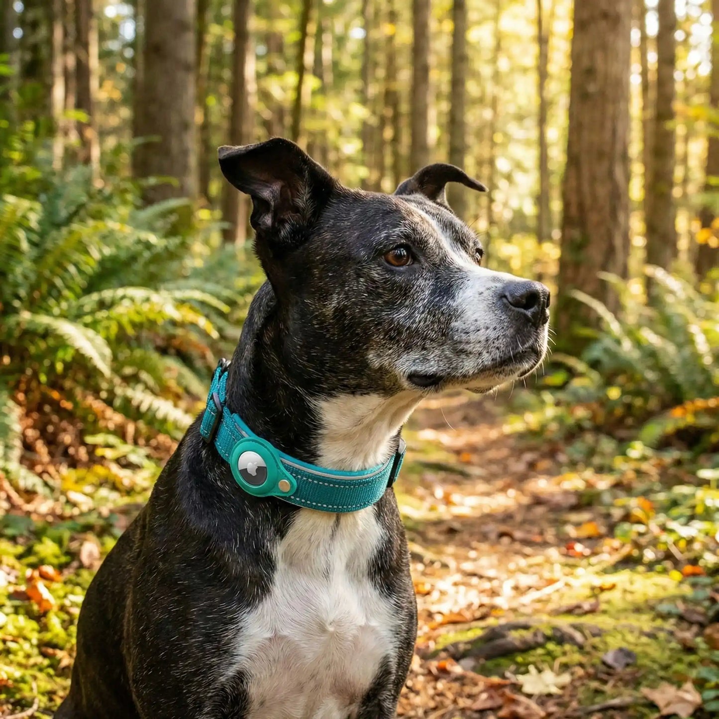 collier gps chien avec notre ami dans bois