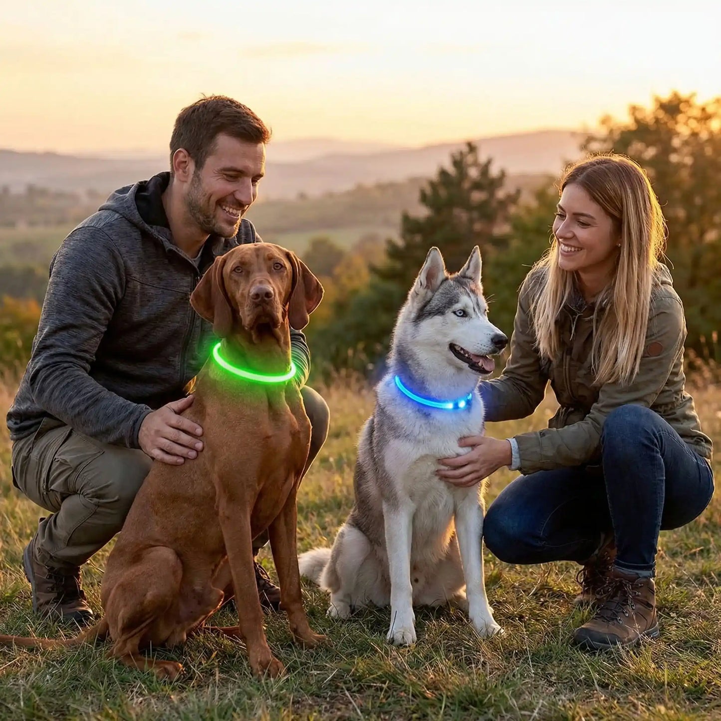 collier lumineux chien avec nos compagnons dans nature