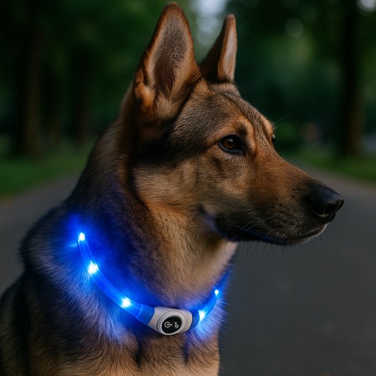 Collier lumineux chien bleu avec notre ami