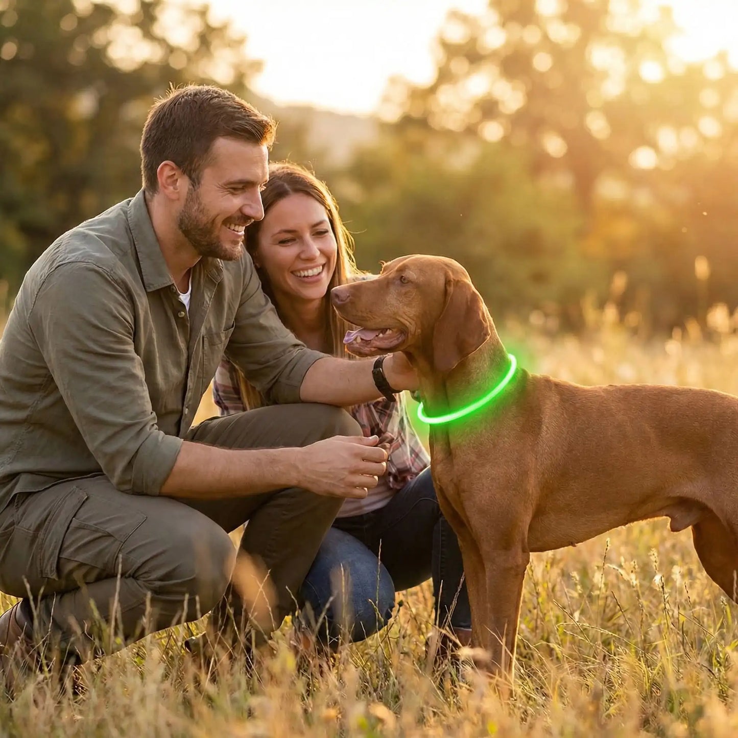 collier lumineux chien vert avec nos compagnons