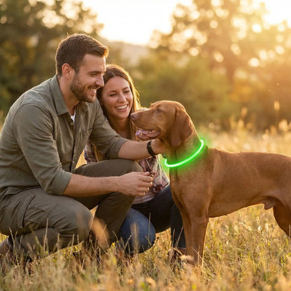 collier lumineux chien vert avec nos compagnons