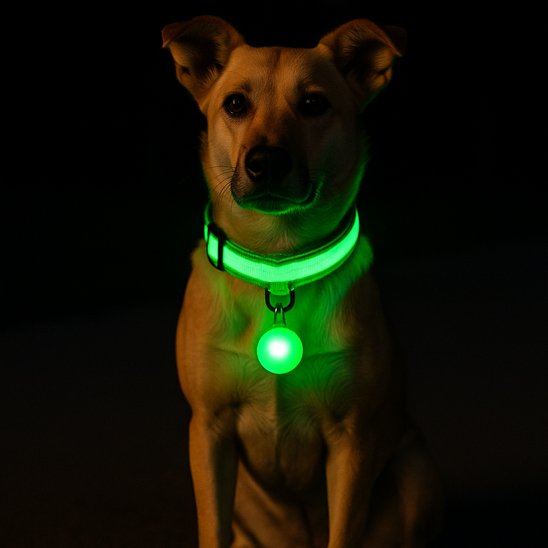 Collier lumineux pour chien vert avec notre compagnon