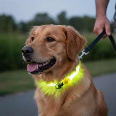 Colliers lumineux pour Chiens jaune avec notre compagnon