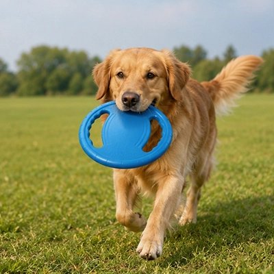 Frisbee chien avec notre compagnon en balade