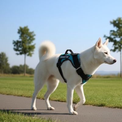 Harnais chien sur notre toutou en balade