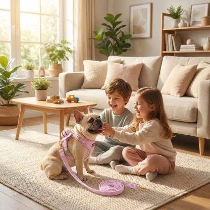 harnais pour chien sur poitrail toutou avec enfants