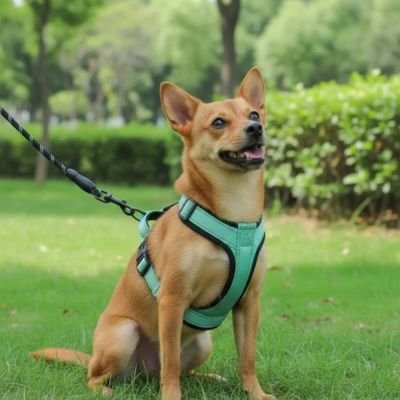 Harnais pour petit Chien vert sur notre ami