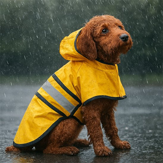 Imperméable pour chien jaune sur notre ami