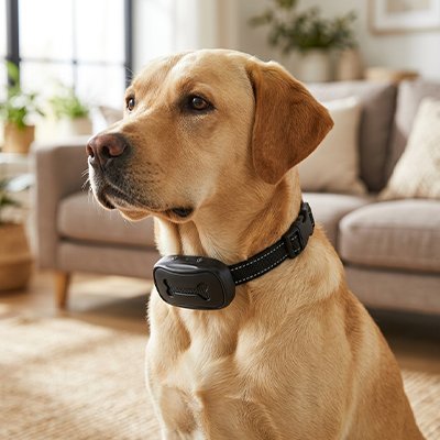 Labrador avec collier de dressage pour chien noir