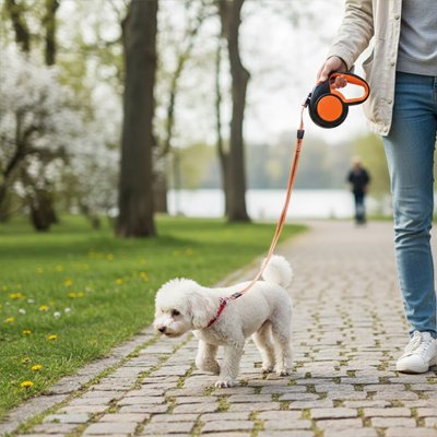 Laisse à enrouleur pour chien sur notre toutou