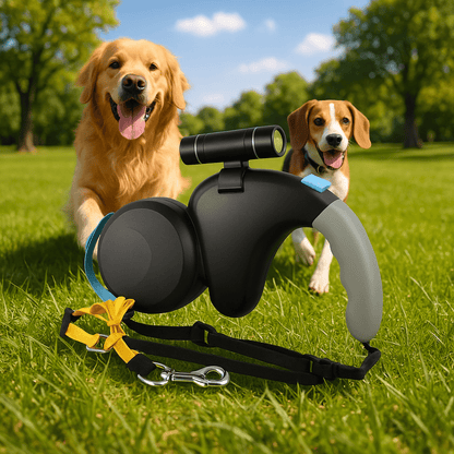 Laisse double pour chien aupres de nos amies dans un parc