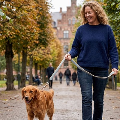 Laisse pour Chien sur notre ami avec sa maitresse