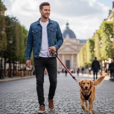 Laisse pour Chien sur notre ami avec son maitre