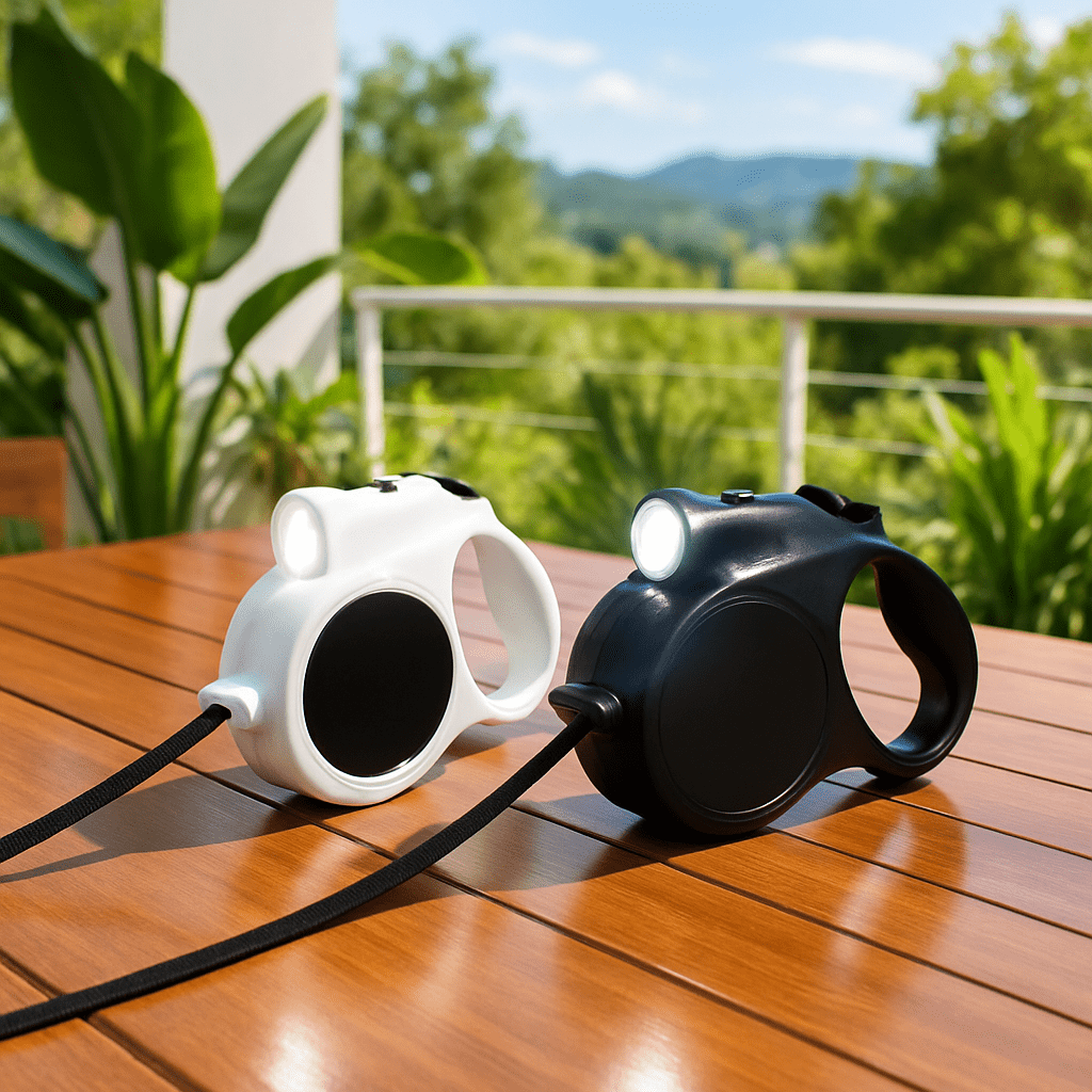 laisses pour chien noir blanc sur table dans jardin