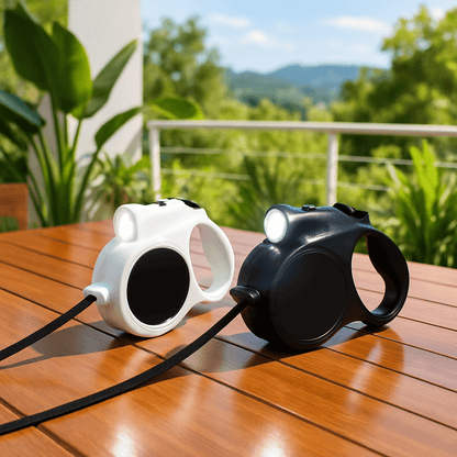 laisses pour chien noir blanc sur table dans jardin
