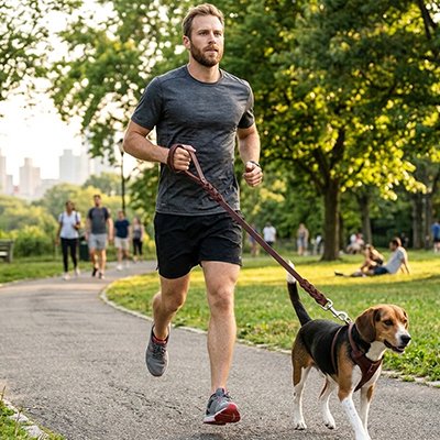 Longe chien sur notre ami avec son compagnon sport 