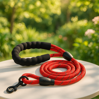 longe chiens sur table au jardin