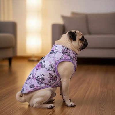 Manteau chien mauve avec toutou