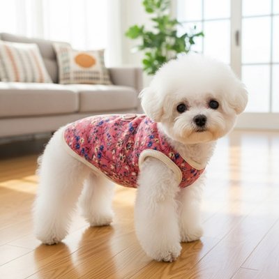 Manteau chien rose avec notre ami 