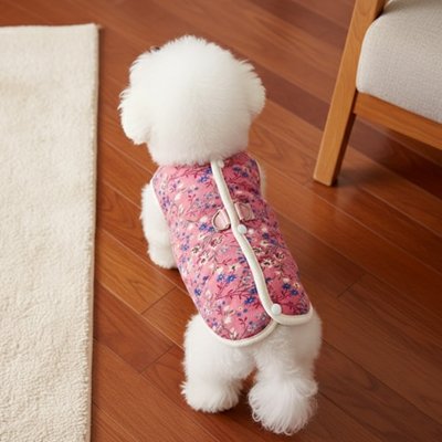 Manteau chien rose avec notre toutou