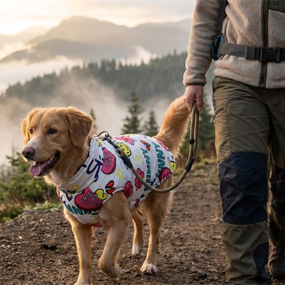 Manteau chien sur notre ami en montagne