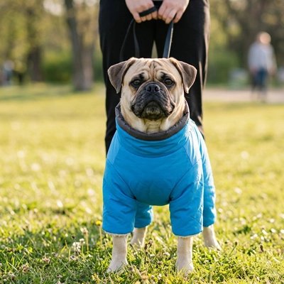 Manteau chien sur notre compagnon avec son maitre dans parc