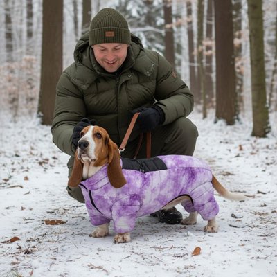 Manteau chien sur notre toutou accompagné son maitre