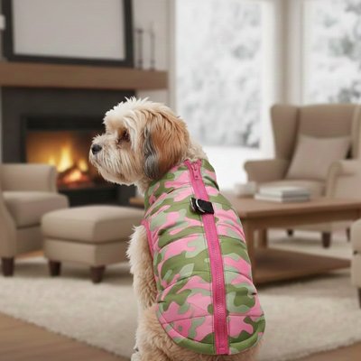 Manteau chien sur notre toutou dans salon