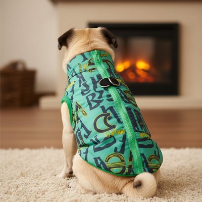 Manteau chien vert avec toutou