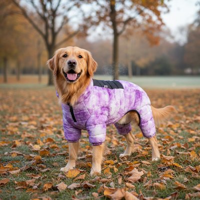 Manteau chien violet sur notre ami