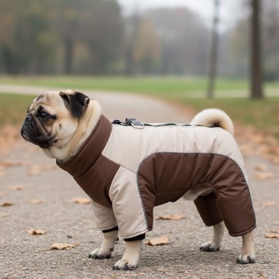 Manteau pour chien café sur notre ami en balade