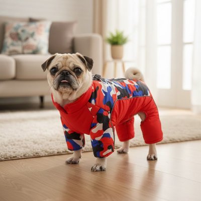Manteau pour chien rouge sur notre compagnon