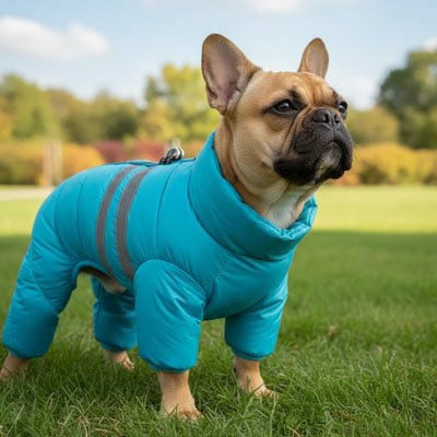 Manteau pour chien sur notre toutou en promenade
