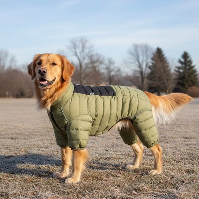 Manteau pour chien vert sur notre toutou