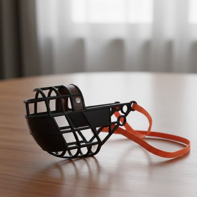 Muselière pour chien​ noir sur table