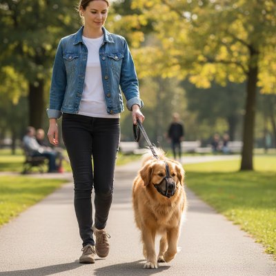 Muselière pour chien​ sur notre ami accompagner avec maitresse