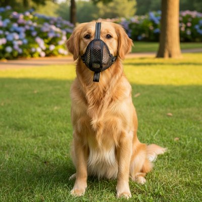 Muselière pour chien​ sur notre ami au parc