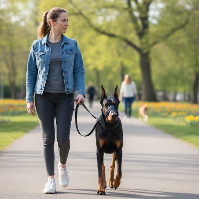 Muselière pour chien​ sur notre ami avec sa maitresse