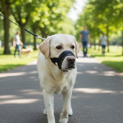 Muselière pour chien​ sur notre ami en balade