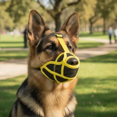 Muselière pour chien​ sur notre compagnon au jardin